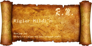 Rigler Milán névjegykártya