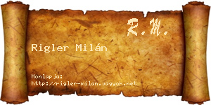 Rigler Milán névjegykártya